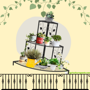 Black Floral Design Metal Step Style 3 Tier Corner Shelf for Flower Pots